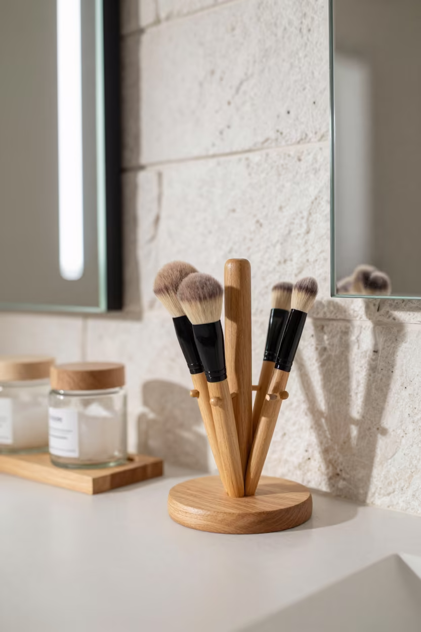 Makeup Brush Rack in Lamu Skincare Room in inside a skincare treatment room in Lamu