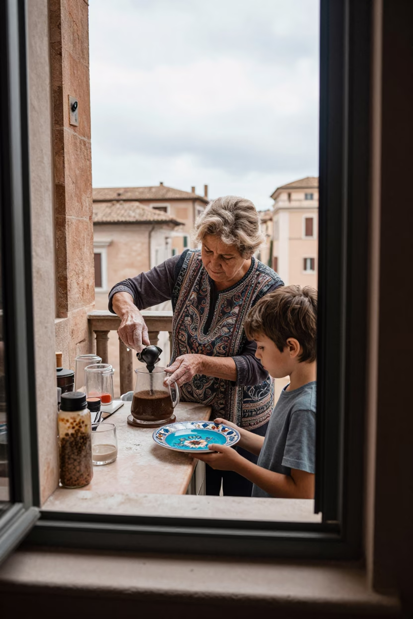 Making Coffee in Rome in in Rome, Italy
