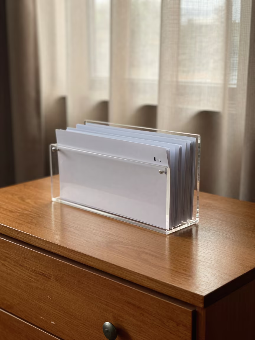 Malanje Hotel Witness Folder on Dresser in on a hotel dresser in Malanje