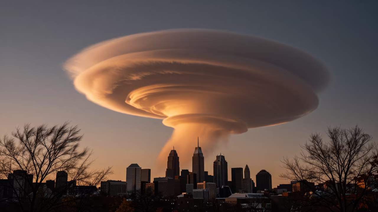 Mammatus Clouds Over Philadelphia at Dusk in near Philadelphia
