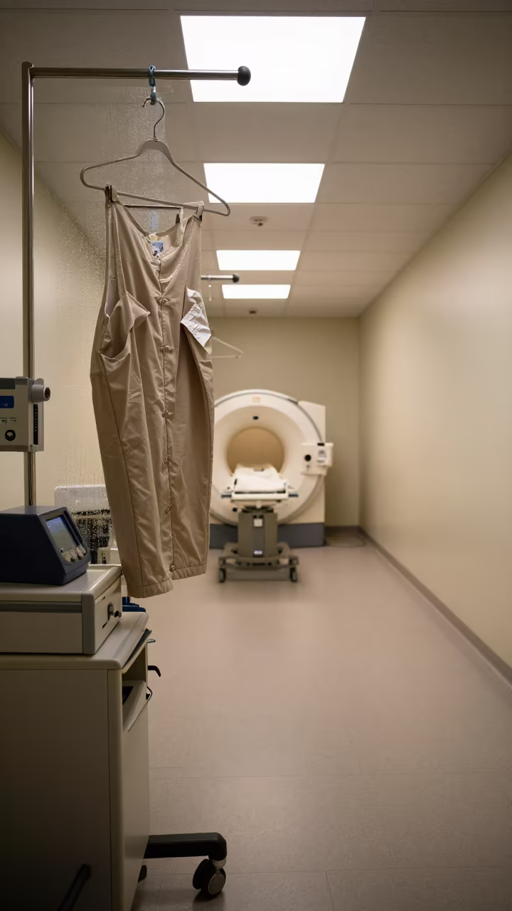 Mammogram Cape Hanger in MRI Suite Dawn in inside an MRI suite in Santiago de Compostela