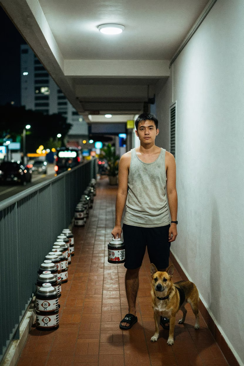 Man after dark in Singapore in in Singapore, Singapore