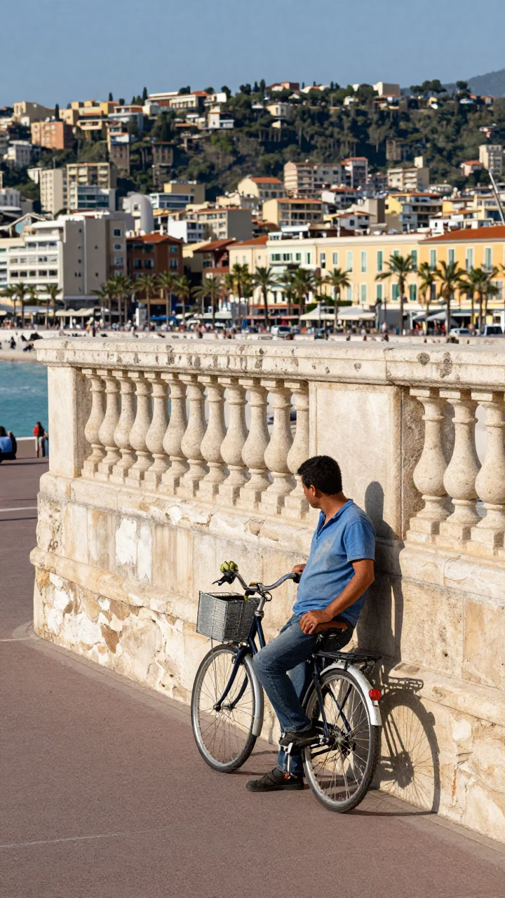 Man at Flat Noon Light in Nice in in Nice, France
