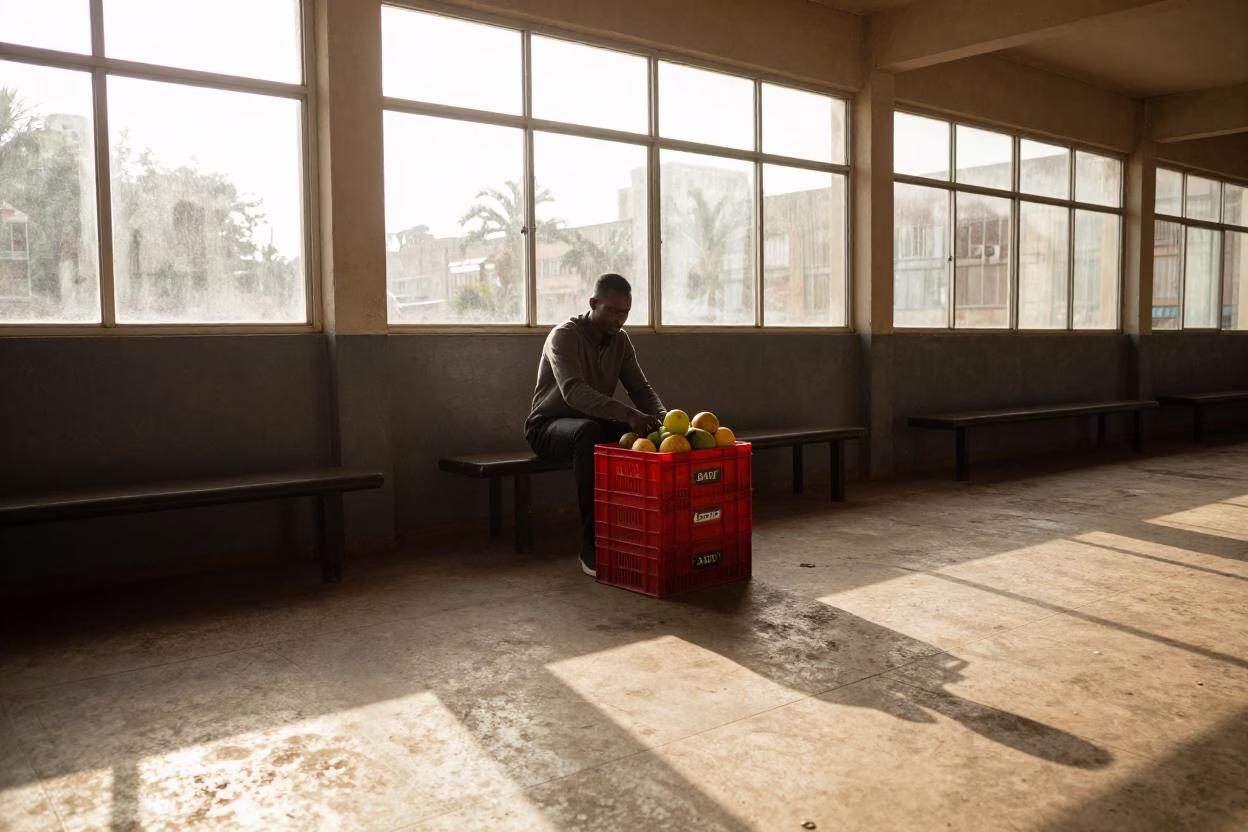 Man at Late Afternoon Light in in Johannesburg, South Africa