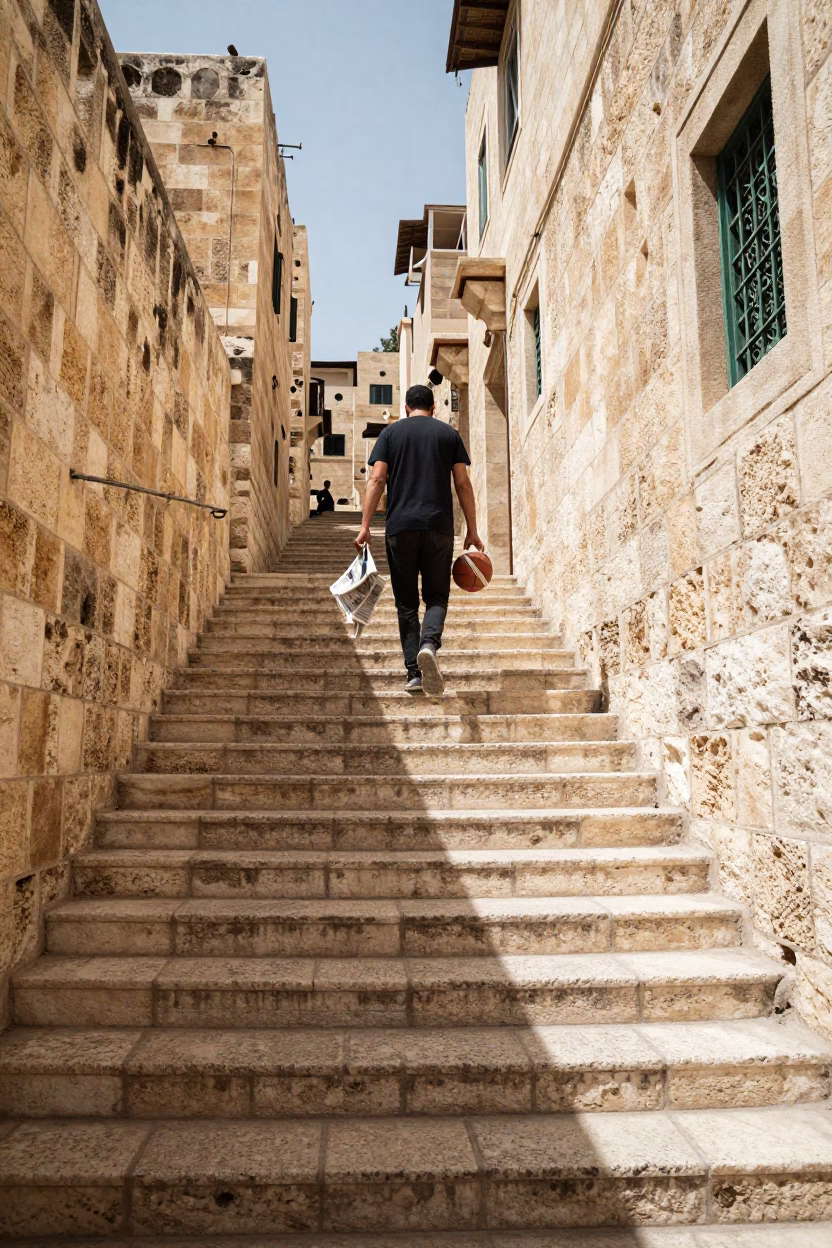 Man at Late Morning Light in Amman in in Amman, Jordan