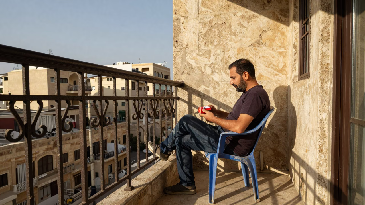 Man in Beirut at Late Afternoon Light in in Beirut, Lebanon