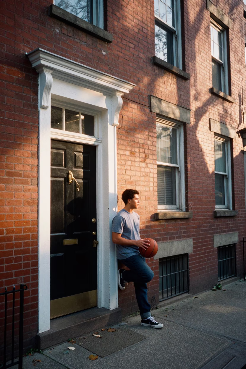 Man in Boston at Late Afternoon Light in in Boston, Massachusetts, United States