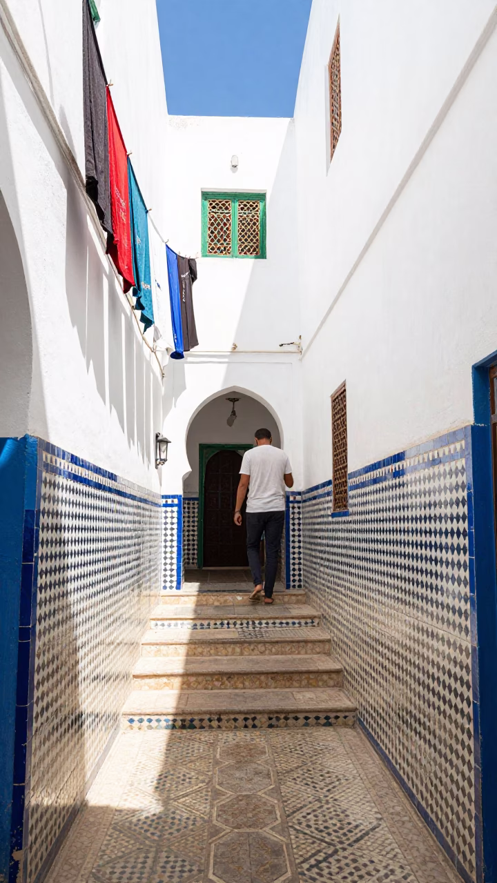 Man in Casablanca at Late Morning Light in in Casablanca, Morocco