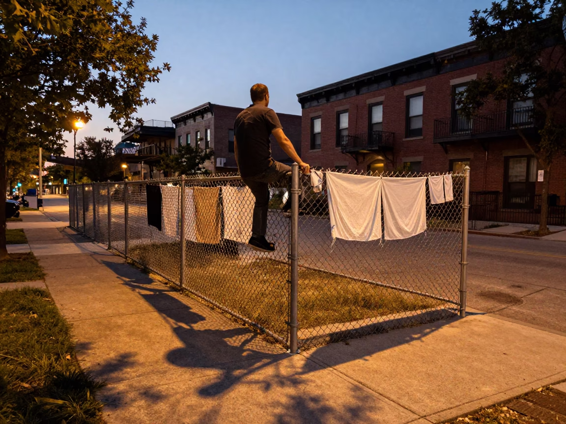 Man in Chicago at Evening Light in in Chicago, Illinois, United States