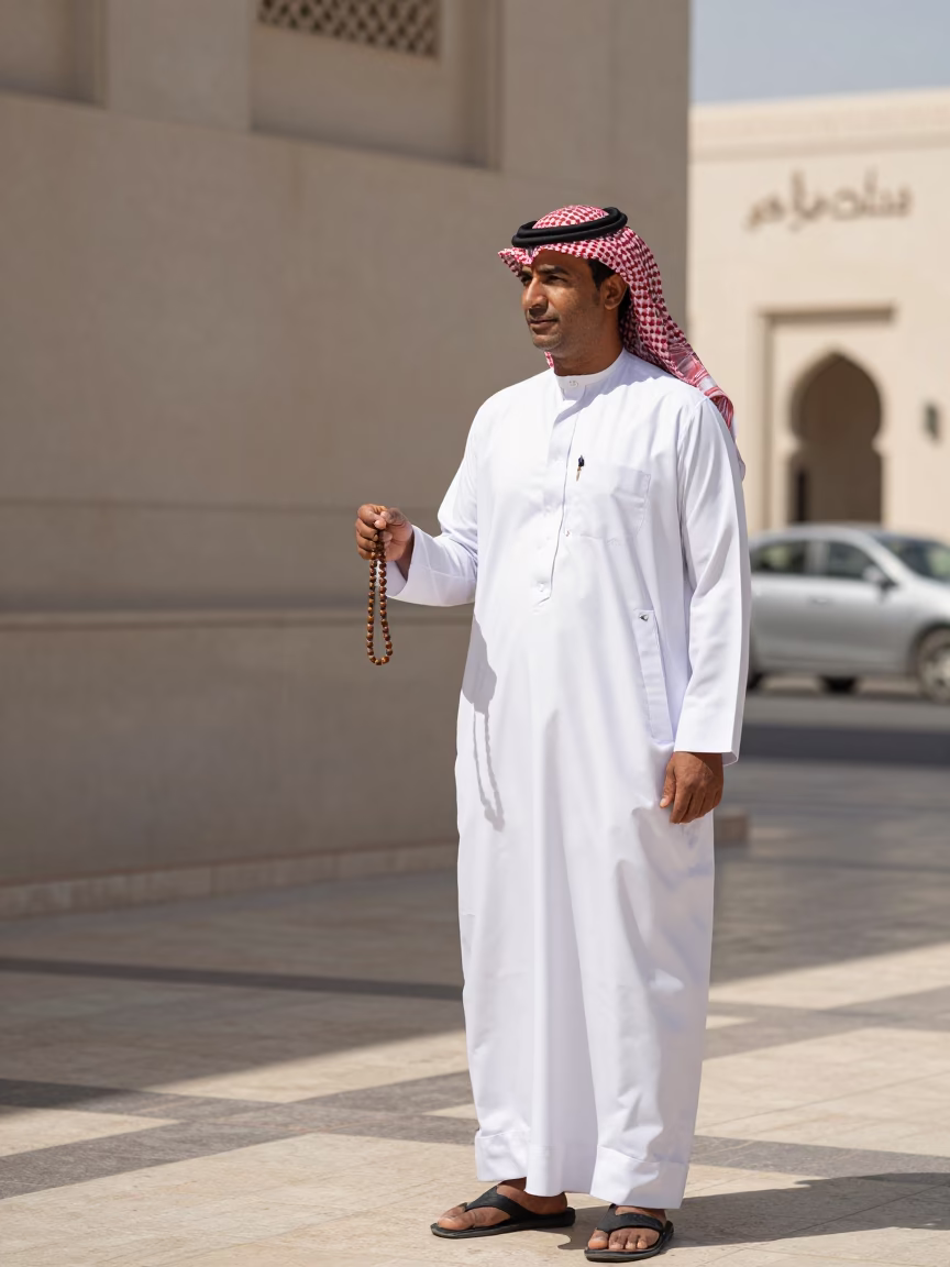Man in Muscat at Midday Light in in Muscat, Oman