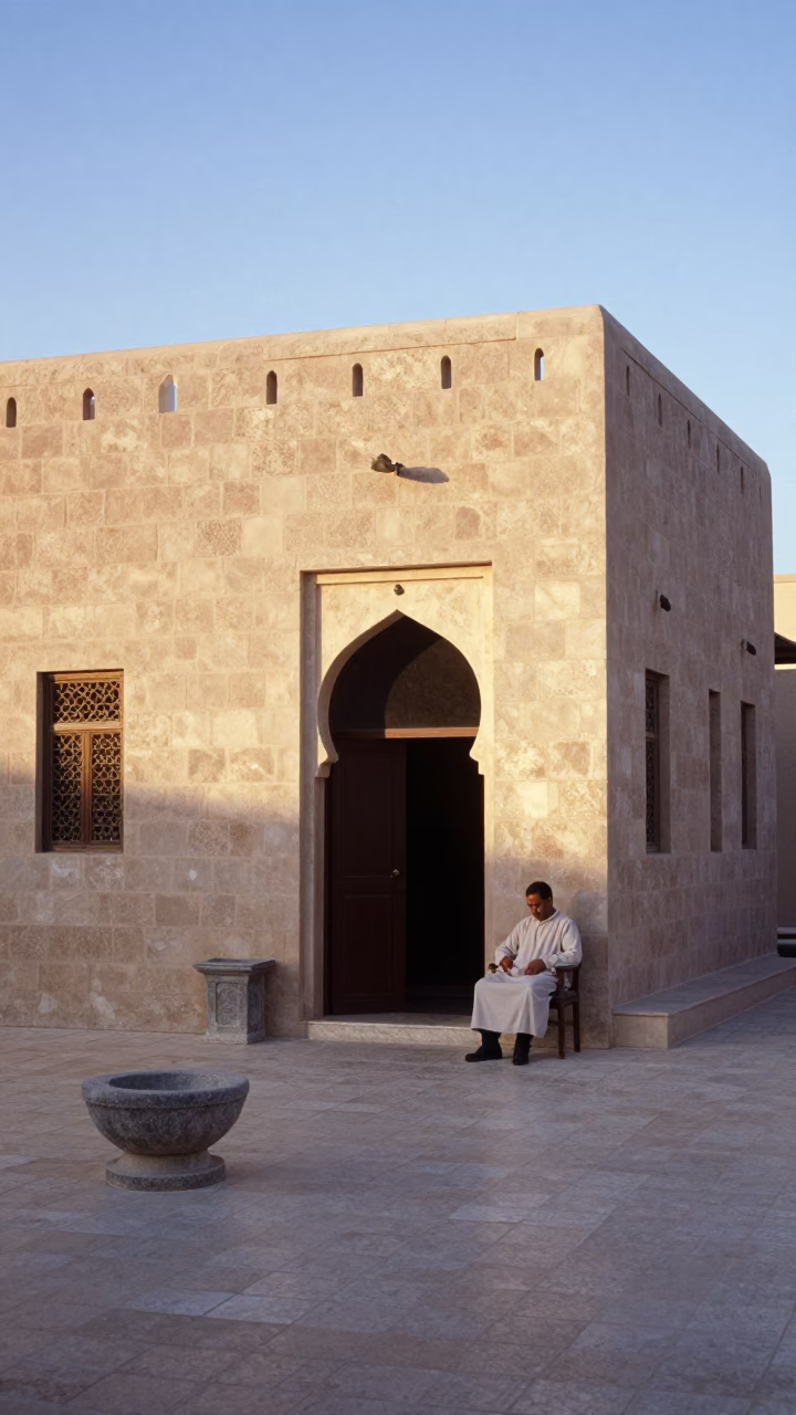 Man just after sunrise in Muscat in in Muscat, Oman