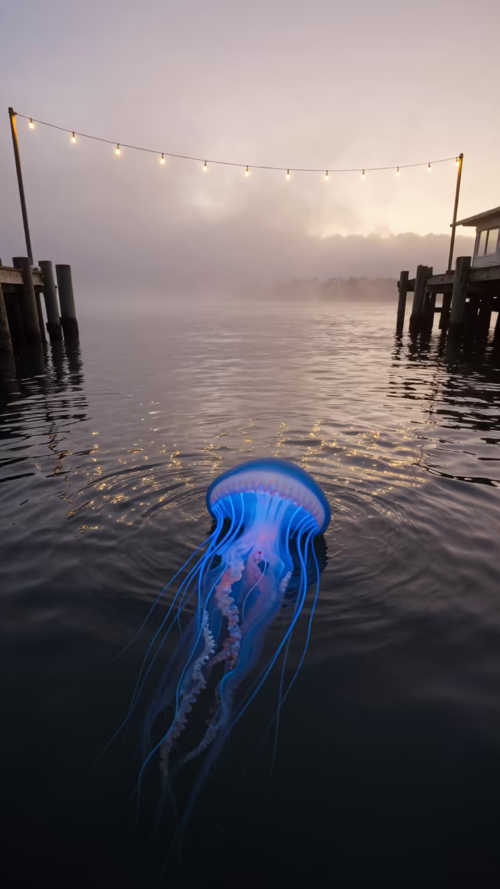 Man o War Floating Near Auckland Riverside at Dusk in near a riverside landing in Auckland