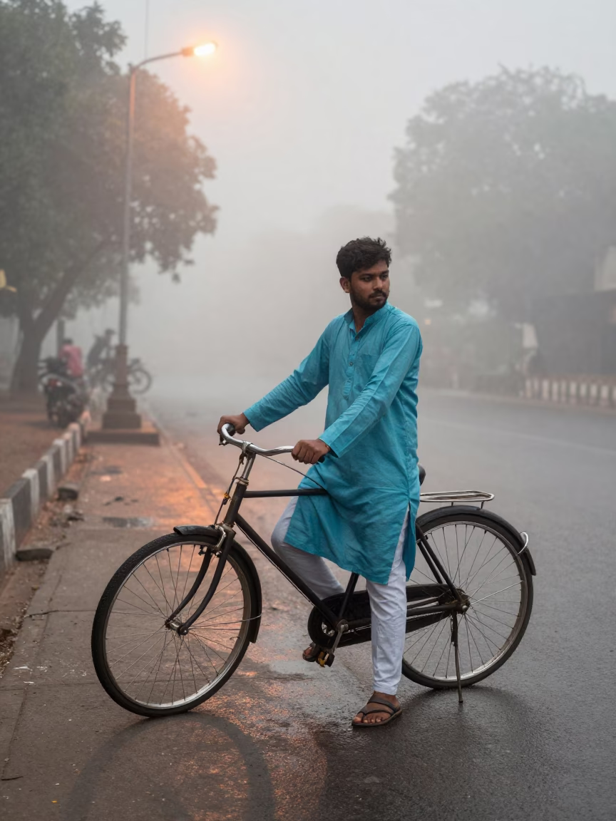 Man Pausing in Delhi in in Delhi, India