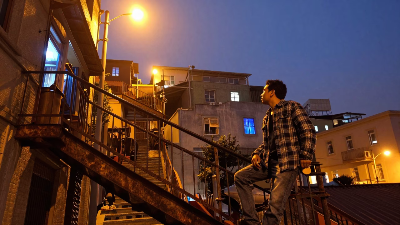 Man Pausing in Valparaiso in in Valparaiso, Chile