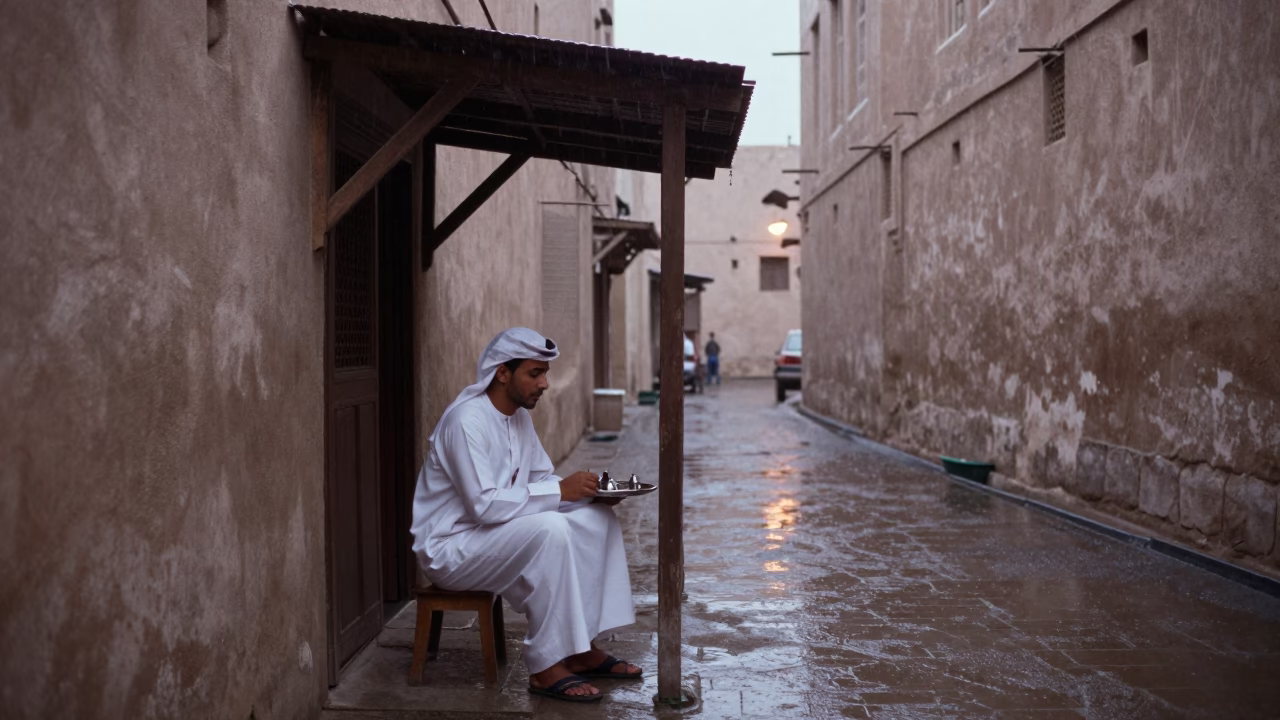 Man Sheltering in Muscat in in Muscat, Oman