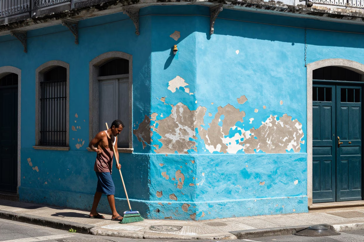 Man Sweeping in Rio De Janeiro in in Rio de Janeiro, Brazil