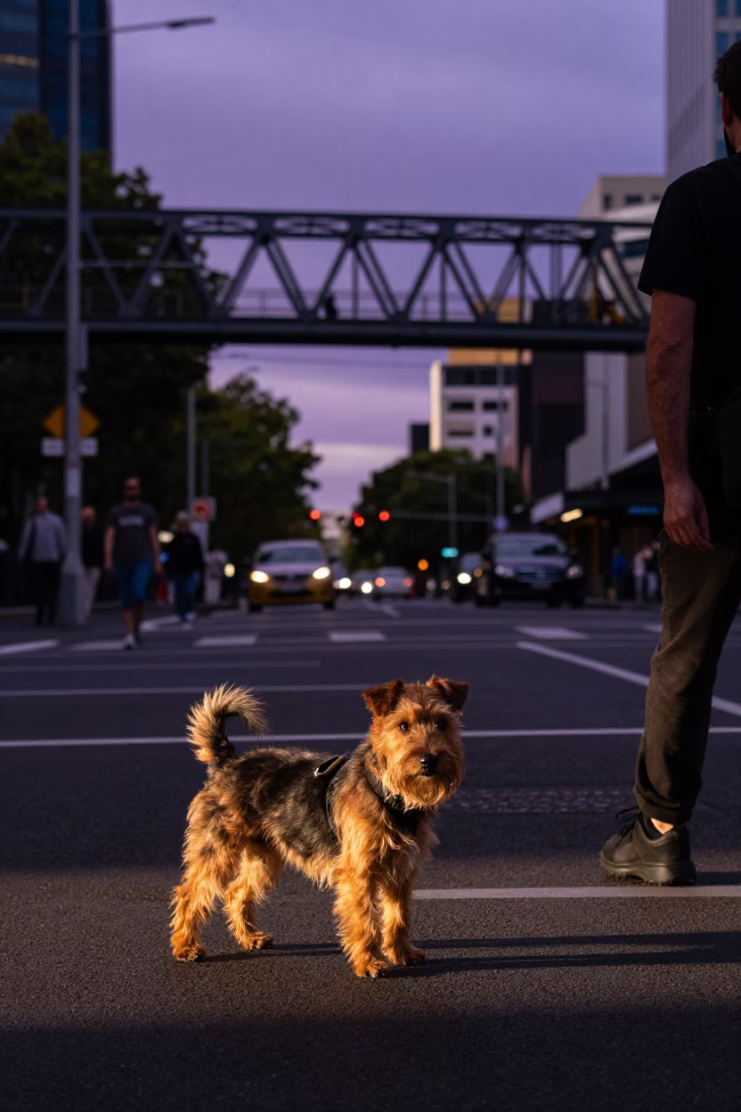 Manchester Terrier in Melbourne at The Late Afternoon Light in in Melbourne, Victoria, Australia