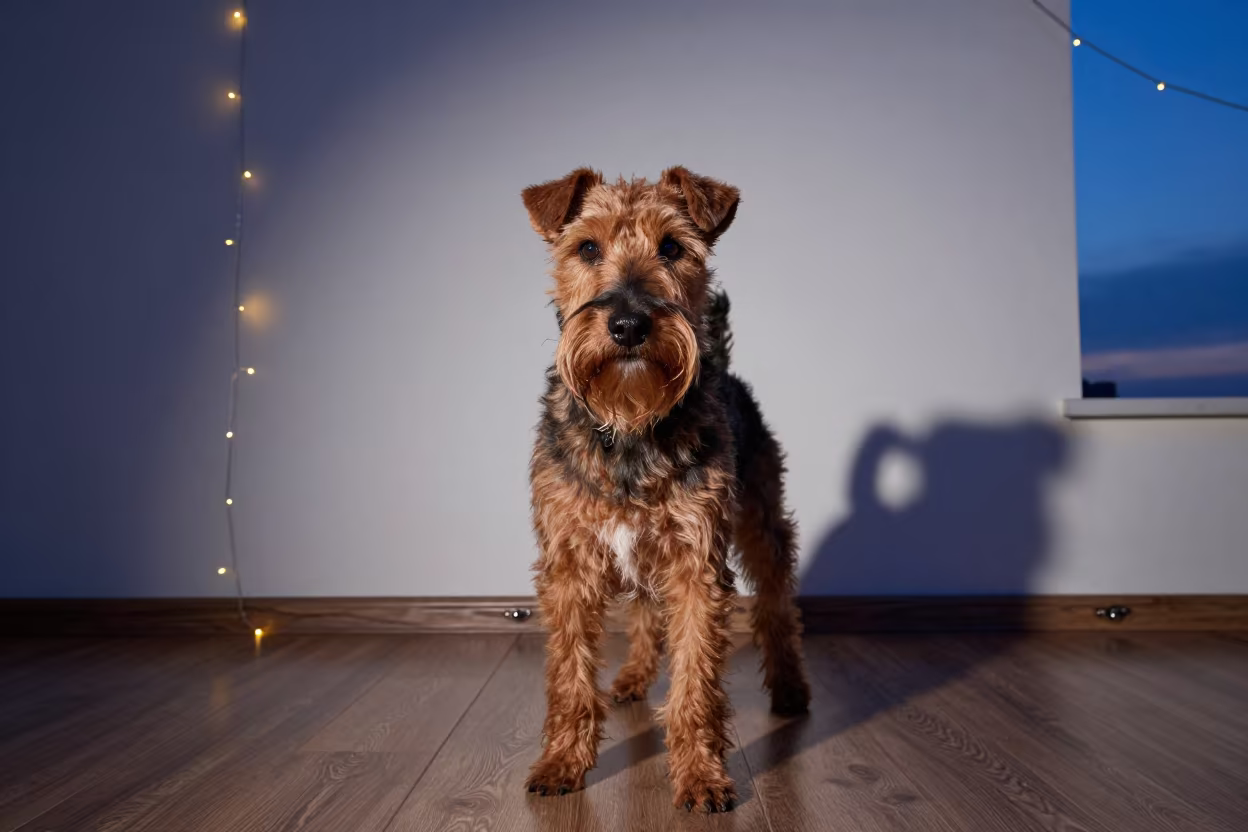 Manchester Terrier Portrait in Bishkek Studio in in a quiet portrait studio with a plain backdrop and eye-level framing near Bishkek