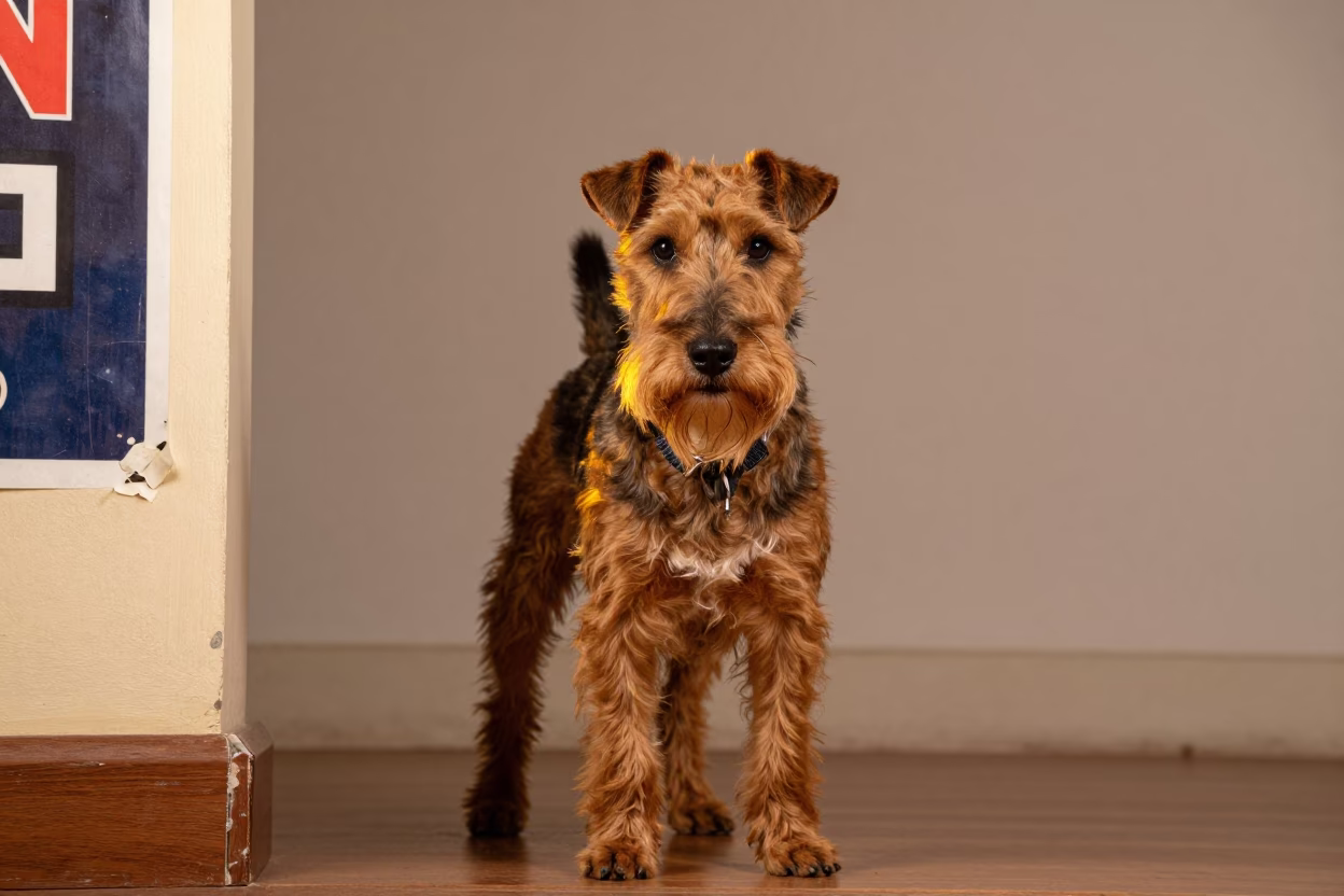 Manchester Terrier Portrait in Narsingdi Studio in in a quiet portrait studio with a plain backdrop and eye-level framing in Narsingdi