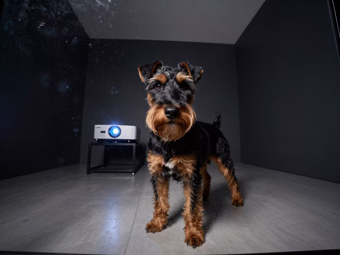 Manchester Terrier Portrait Night Studio Sosnowiec in in a quiet portrait studio with a plain backdrop and eye-level framing near Sosnowiec
