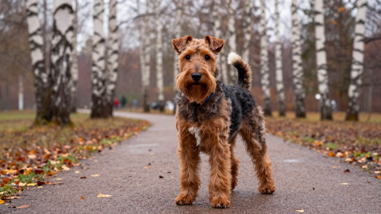 Manchester Terrier Portrait on Rovaniemi Park Path in along a quiet park path with soft open shade and a clean background in Rovaniemi