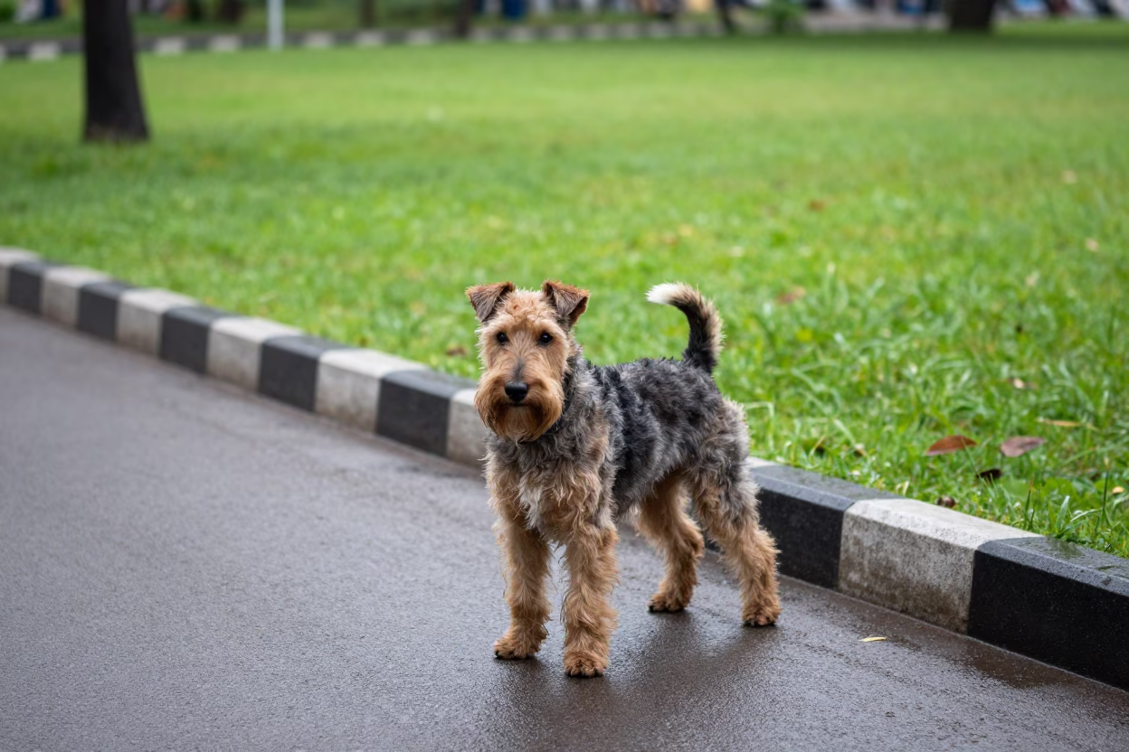 Manchester Terrier Portrait on Satkhira Path in along a quiet park path with soft open shade and a clean background in Satkhira