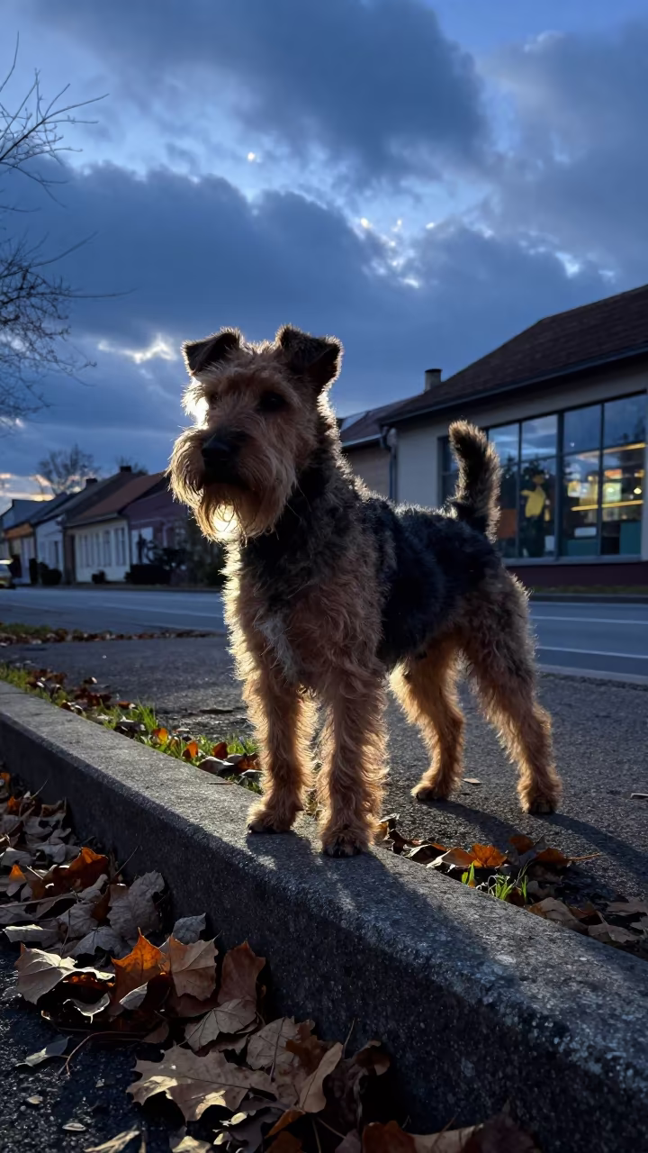 Manchester Terrier Silhouette Evening Garden in near a garden edge with soft morning light and an uncluttered background near Bielsko-Biała
