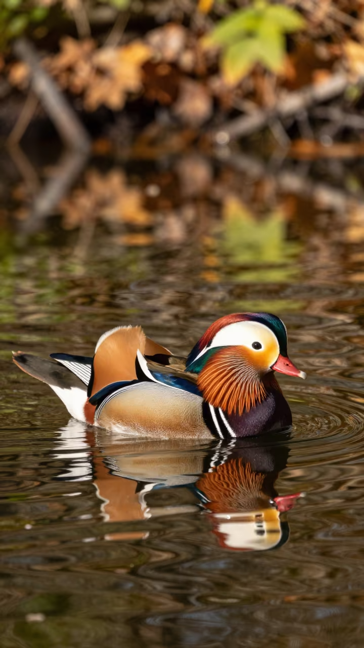 Mandarin Duck on Virginia Forest Pond in in Virginia