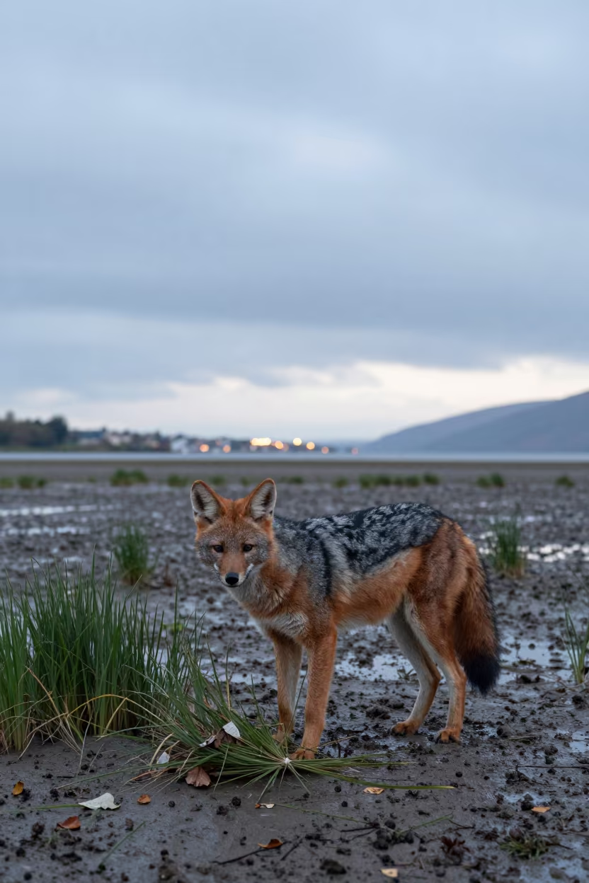 Maned Wolf on Lake District Tidal Flat in in the Lake District