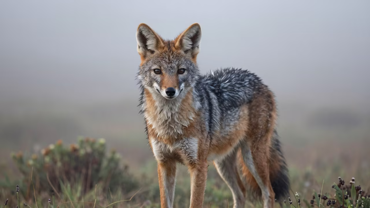 Maned Wolf in Misty Dawn Light in in the French Riviera