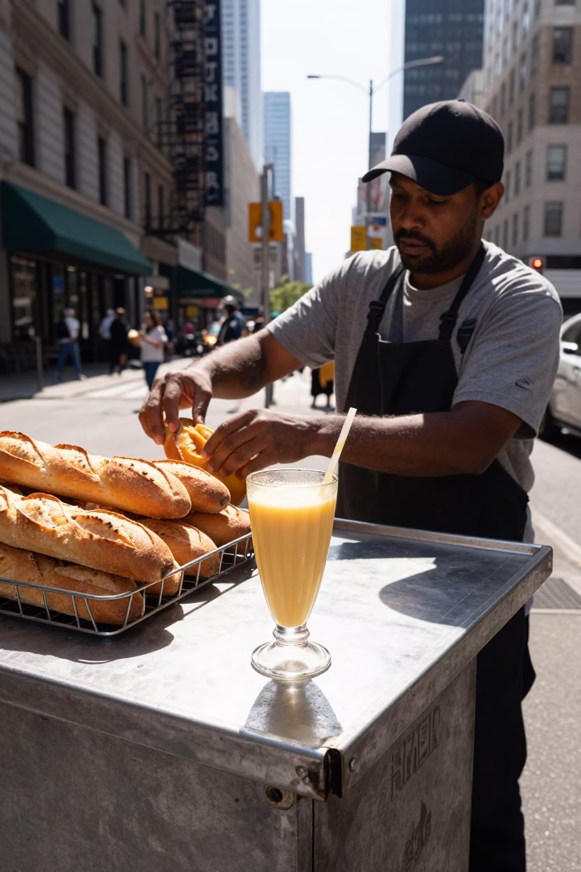 Mango Lassi in New York at Bright Midmorning Light in in New York, New York, United States