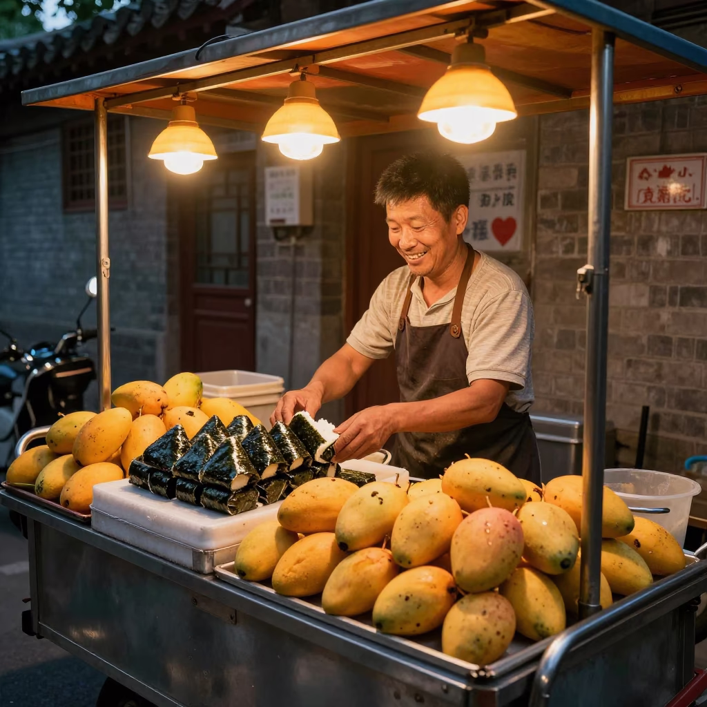 Mangoes in Beijing at Late At Night Light in in Beijing, China