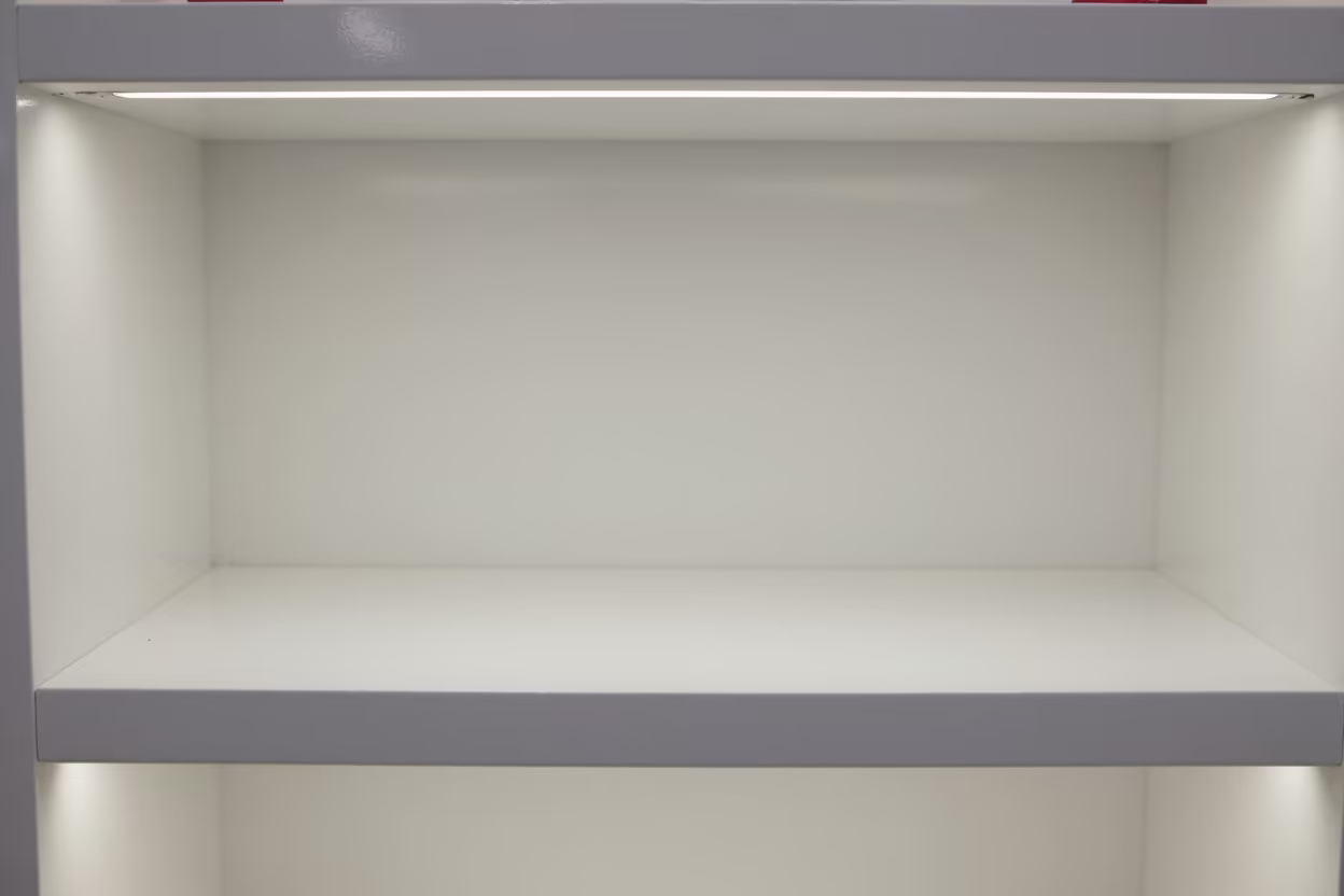 Manicure Armrest Shelf in Changchun Salon in in a beauty supply area under white LEDs in Changchun