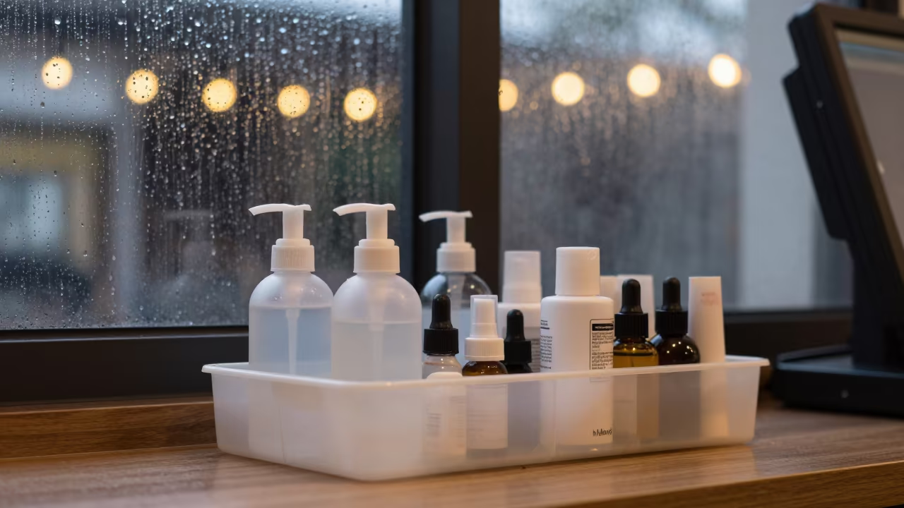 Manila Cosmetics Tray Dawn Light in at a checkout lane under flat store light in Manila