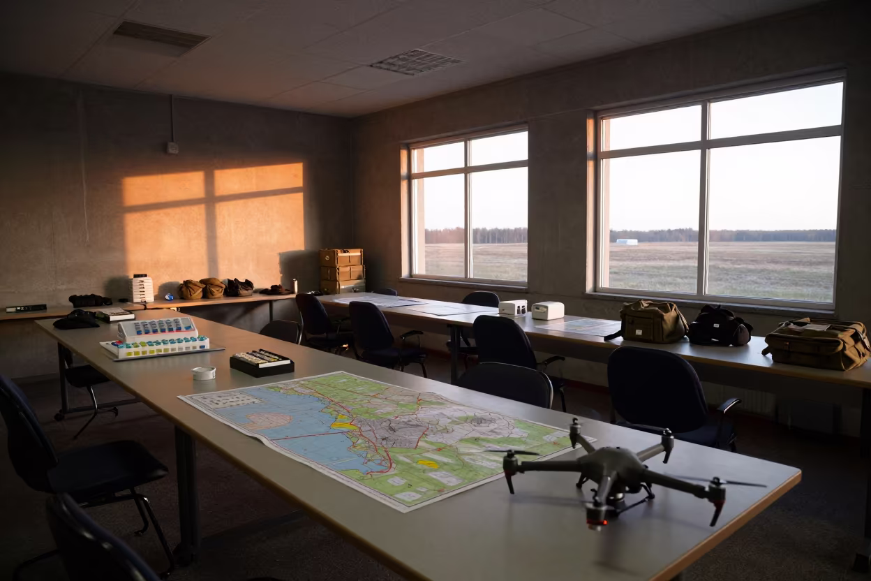 Manitoba military briefing room chlorine test kit readiness in inside a briefing room in Manitoba