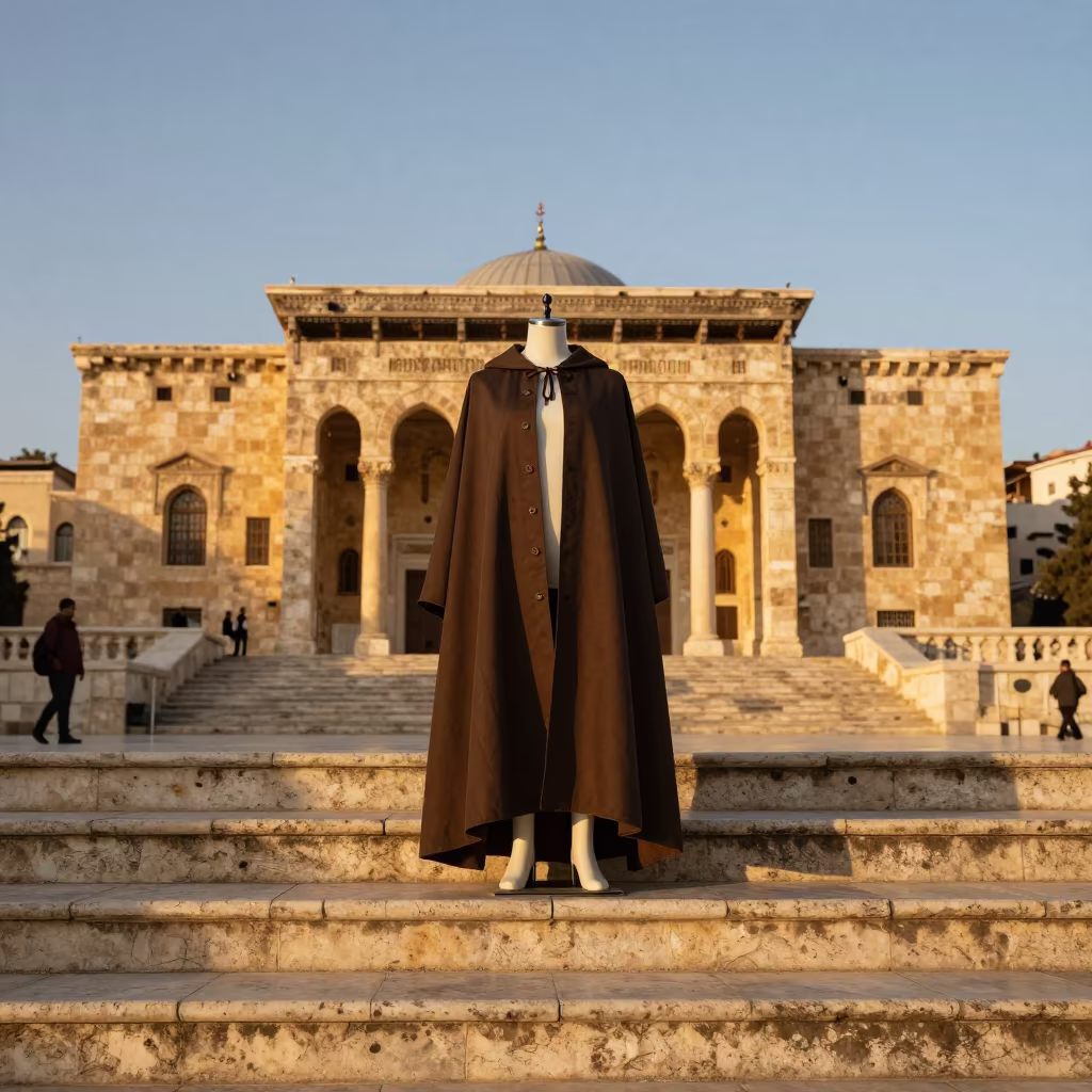 Mannequin Cape Hook on Amman City Hall Steps in on the steps of city hall in Amman