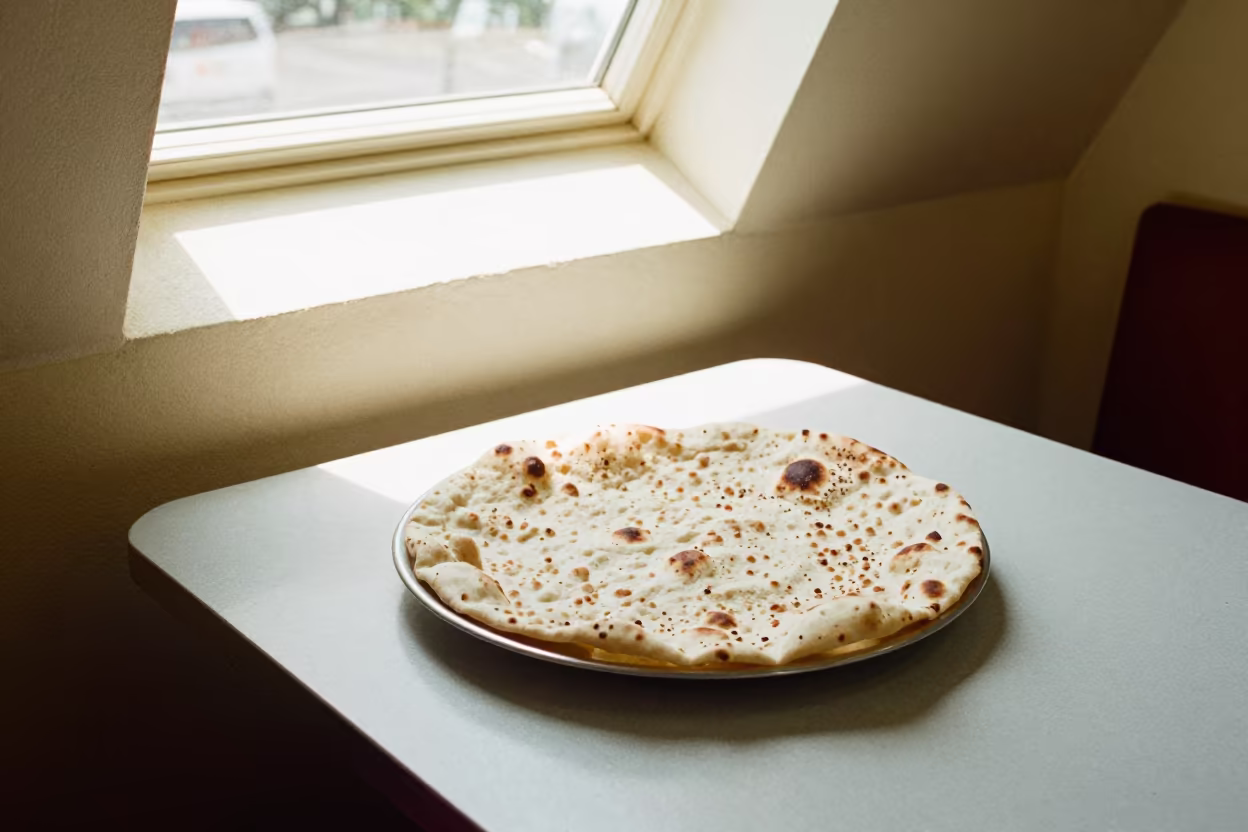 Mansaf Platter on Flatbread at Auckland Diner in at a roadside diner table in Auckland