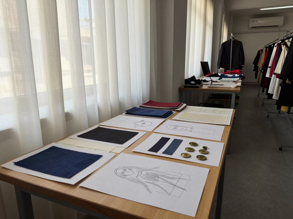 Mansoura Fashion Atelier Mood Board Morning Light in in a backstage changing corridor near Mansoura