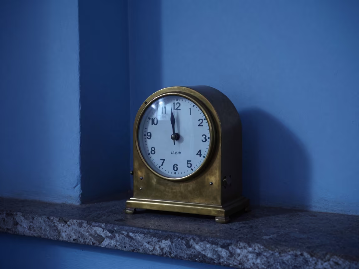 Mantel Clock on Stone Bench in Dhaka Twilight in on a stone ledge in Dhaka