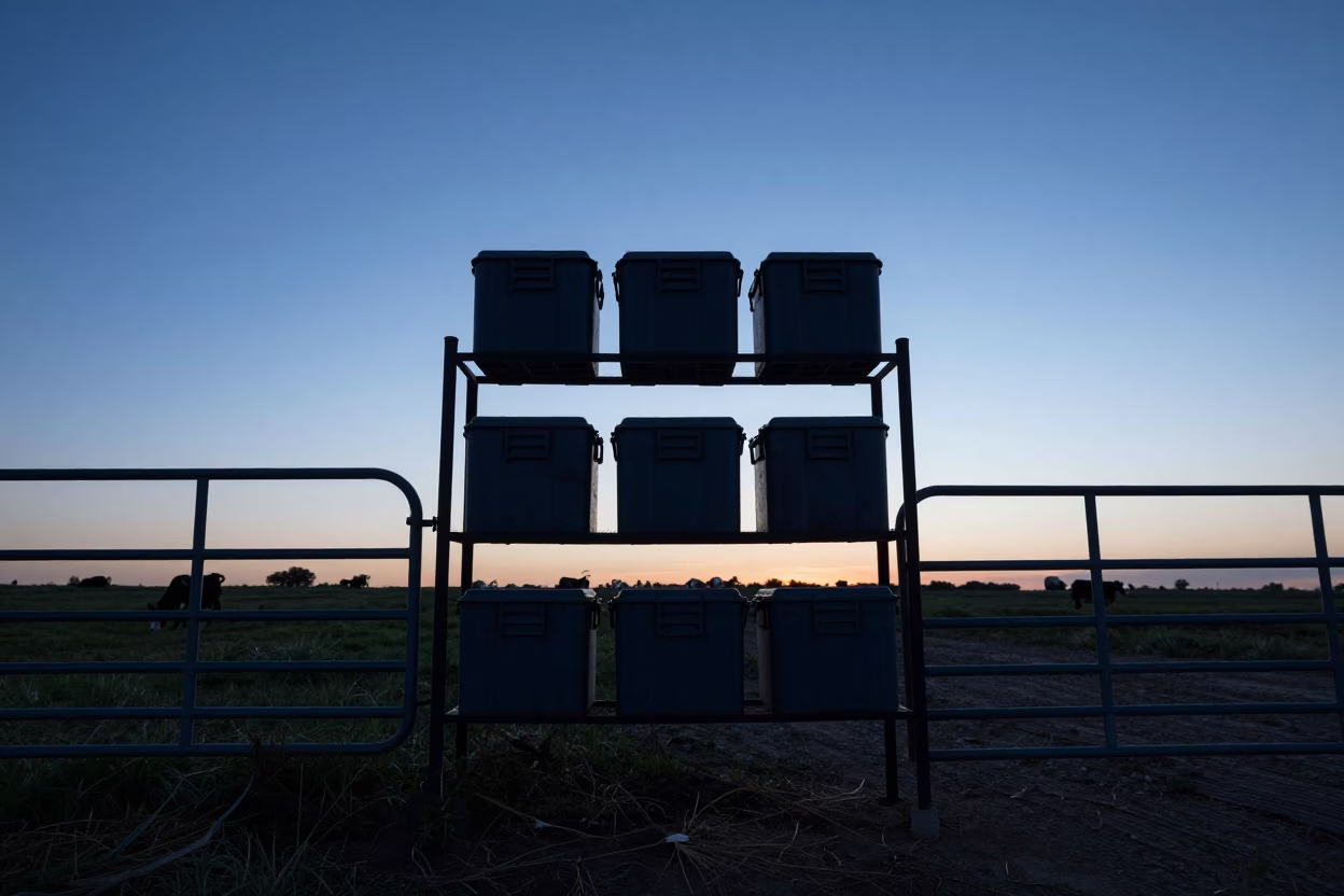 Silhouette of Manure Cooler Shelf at Iranian Gate in beside a pasture gate in Iran