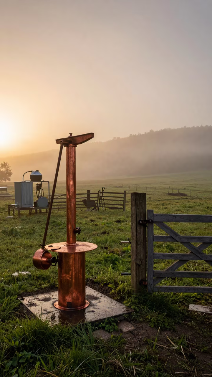 Manure Pump Shear Pin Before Barn Calving Season in beside a pasture gate in Kashmir