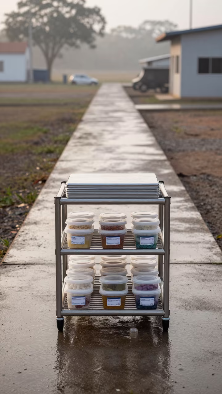 Manure Sample Cooler Shelf Stockyard Ramp Ceará in at a stockyard loading ramp in Ceará