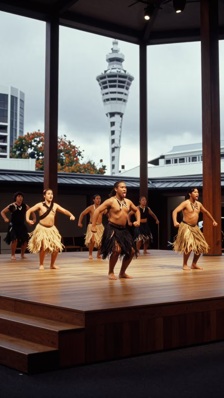 Maori Haka Performance in Auckland Prayer Hall in in a prayer hall near Britomart, Auckland