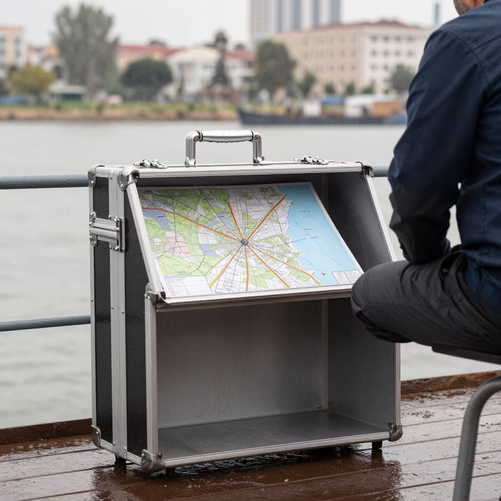 Map Case Shelf on Naval Deck After Rain in on a naval deck in rough wind in Şanlıurfa