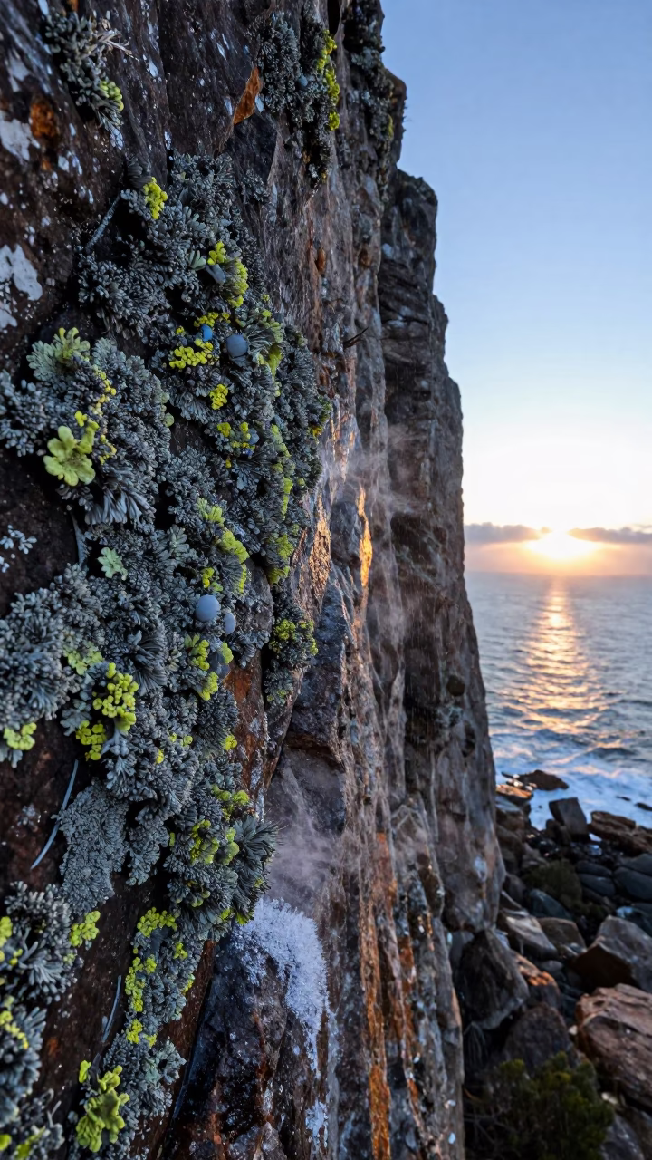 Map Lichen on Salt Spray Cliff Edge South Africa in along a salt-sprayed cliff edge in South Africa