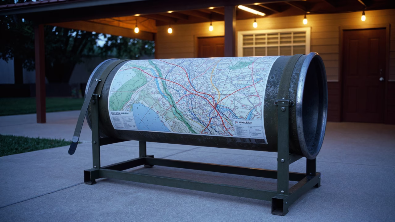 Map Tube Stand in Evening Barracks Light in inside a briefing room near Catia La Mar