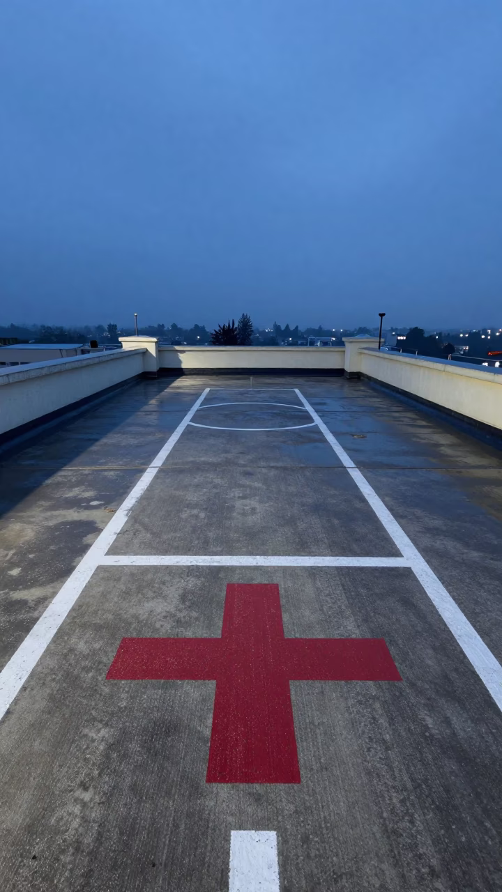Maradi Hospital Helipad Wet After Sleet in at a wind-scoured rescue helipad near Maradi