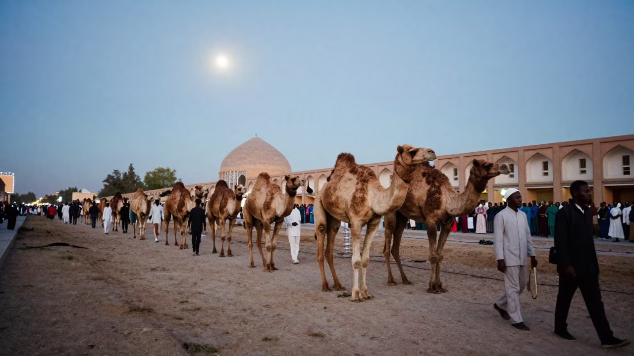 Maralal Camel Derby Ceremony Before Dawn in at a festival street procession in Isfahan