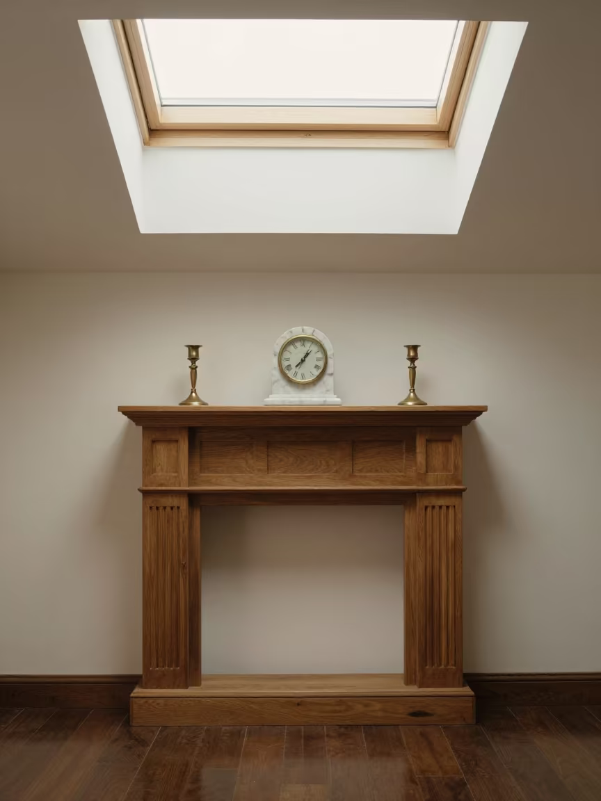Marble Clock and Candlesticks on Breakfast Nook Mantel in in a breakfast nook in Guiyang