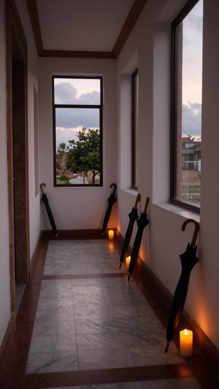 Marble Hallway Campaign Office Candlelight Dawn in inside a campaign office near Cuenca